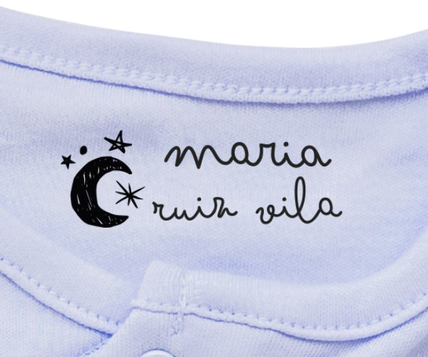 diseño luna sello de goma para la ropa